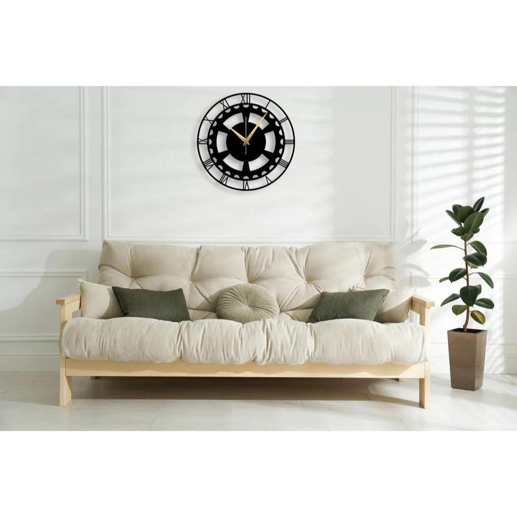 Stylish Metal Wall Clock - Large Size & Home Decor for Living Room, Bedroom, Office - Black