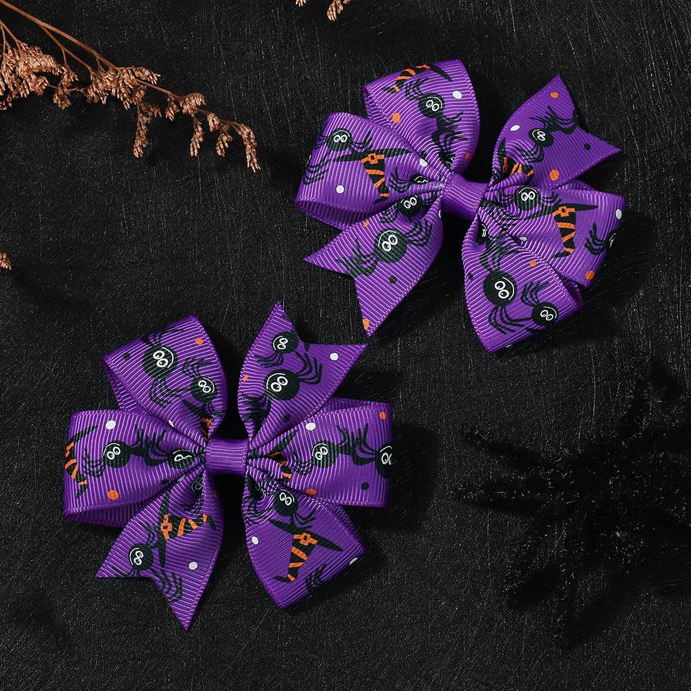 Popular Children'S Hair Accessories Set Accessories Halloween Ribbed Bow Hairpin Children'S Accessories 638