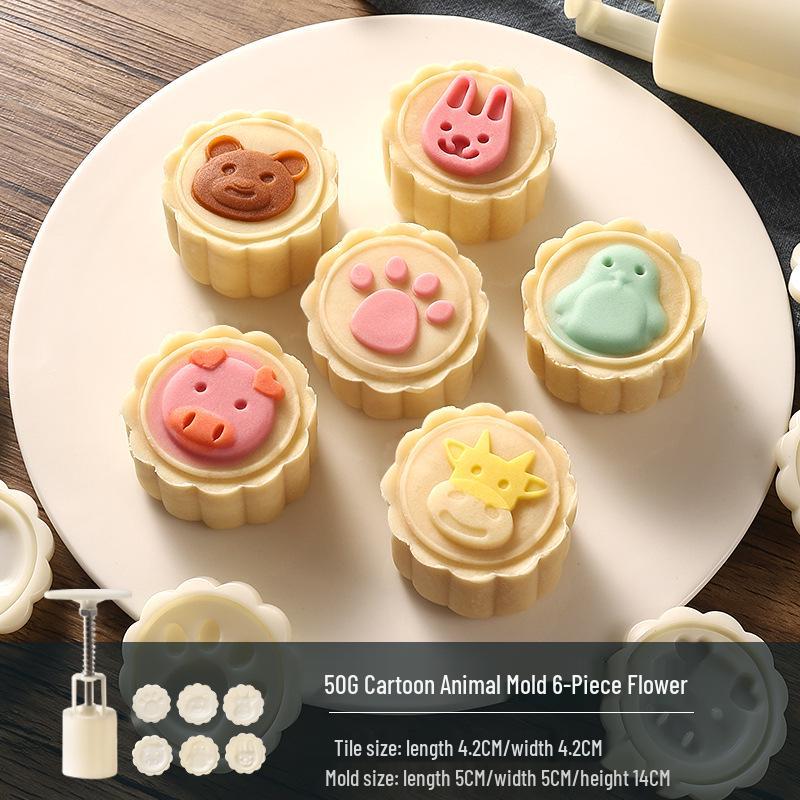 Traditional Cartoon Mooncake Mold, Hand-Press Type for Baking, Available In 50g, 75g, 100g Sizes