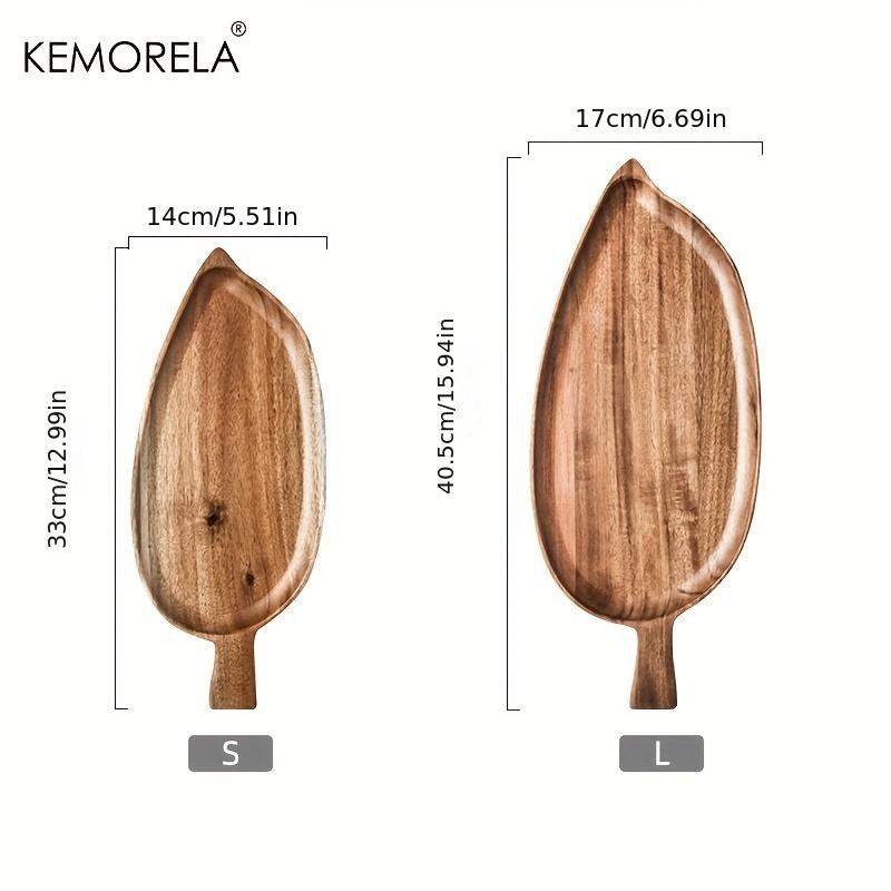 Japanese Style High Aesthetic Wooden Leaf Shaped Afternoon Tea Snack Tray,  Western Food Sushi Tray Dessert Fruits Dining Plate