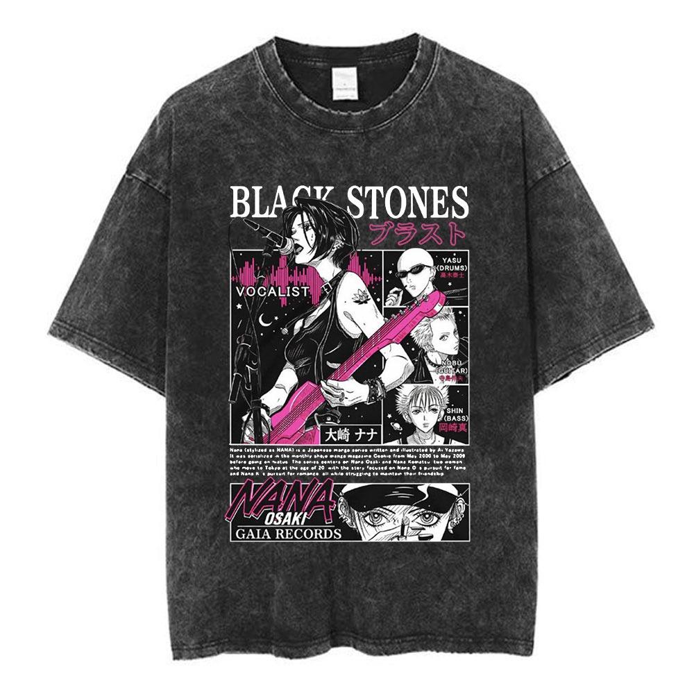 Nana Osaki Japanese Retro Washed T-shirt Men's and Women's Short Sleeved T-shirt Casual T-shirt
