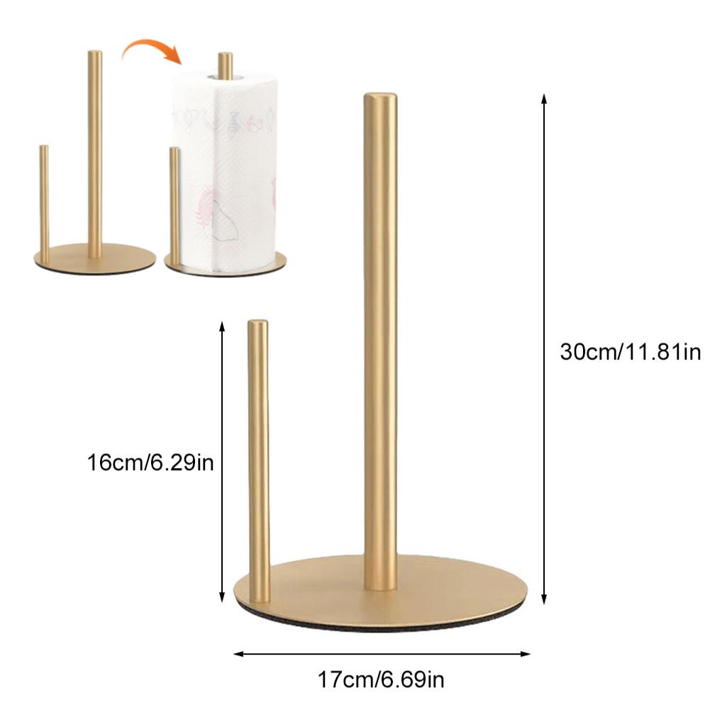 Stainless Steel Free Standing Paper Roll Holder Stand Paper Towel Holder Kitchen Roll Holder for Kitchen Bathroom Countertop