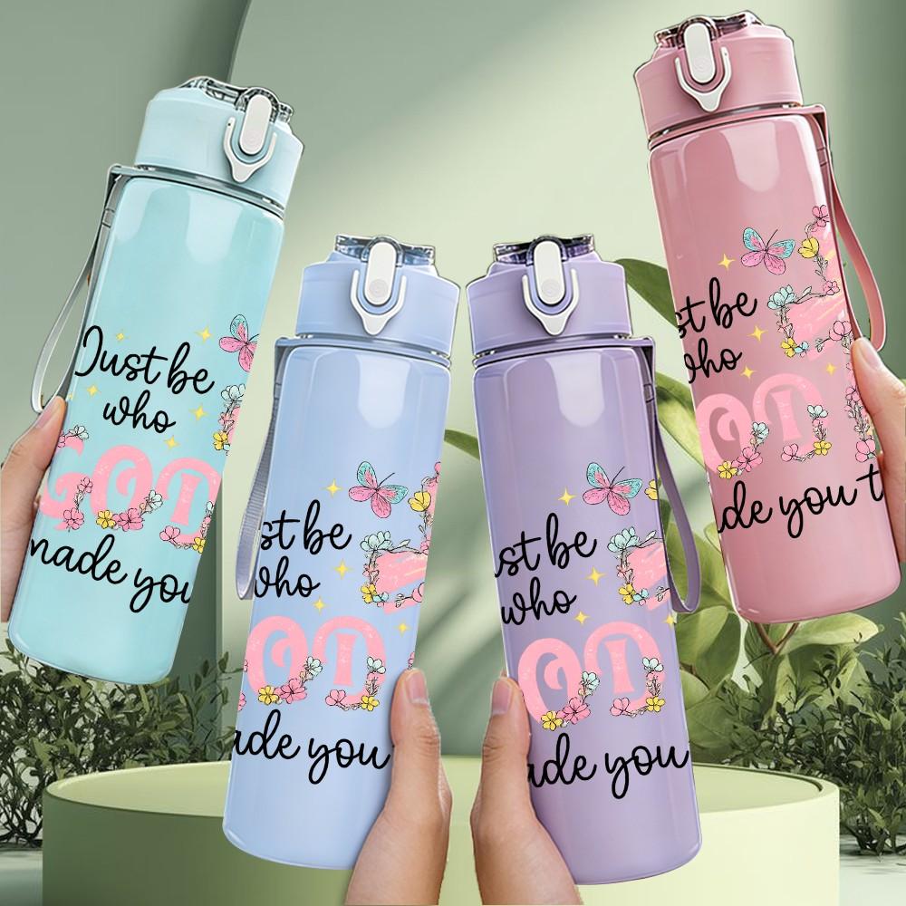 1PC Out For The God Faith Cross Quote Print 750ml Color Plastic Sports Water Bottle Leakproof Flip Straw Lid Suitable for Sports Office Home Use