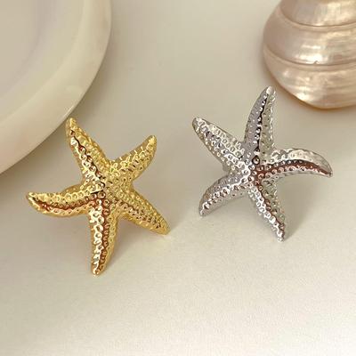 Exaggerated 2025 Starfish & Five-Pointed Star Metal Ring for Index Finger