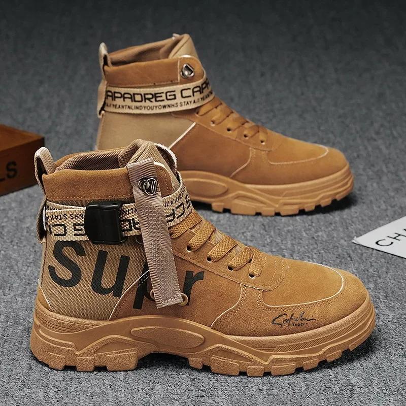 Fashion 2025 Men's Boots Boots Luxury Casual Safety Shoes Men Motorcycle Booties for Men High Ankle Walking Shoes Leather Boots Botas