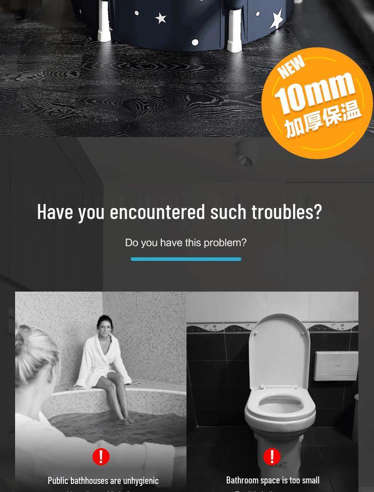 Foldable Adult & Children's Padded Soaking Tub - Large Size, Full Body, Sweat Steaming Bath Bucket