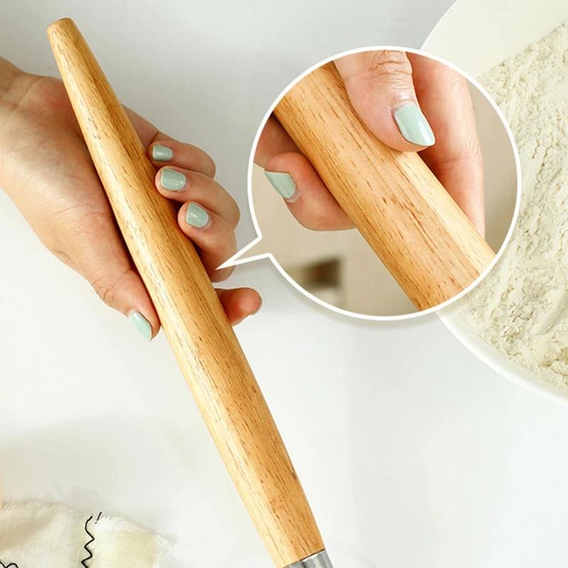 13inch Danish Dough Whisk Stainless Steel Dutch Style Bread Dough Hand Mixer Wooden Handle Kitchen Baking Tools Artisian Blender