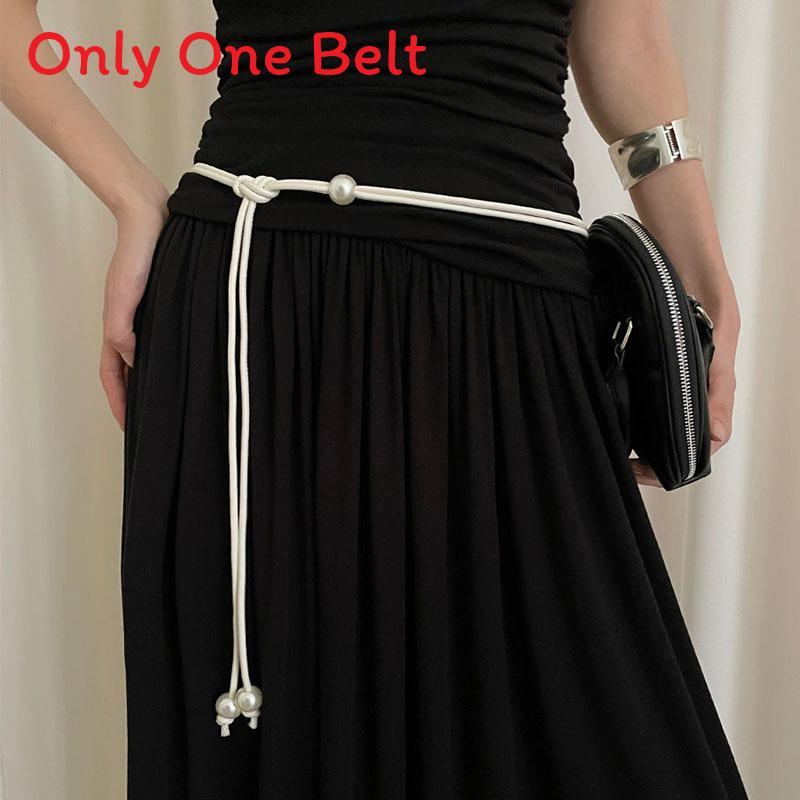

Elegant Pearl Waist Belt For Women Summer Dress Fashion Accessory белый