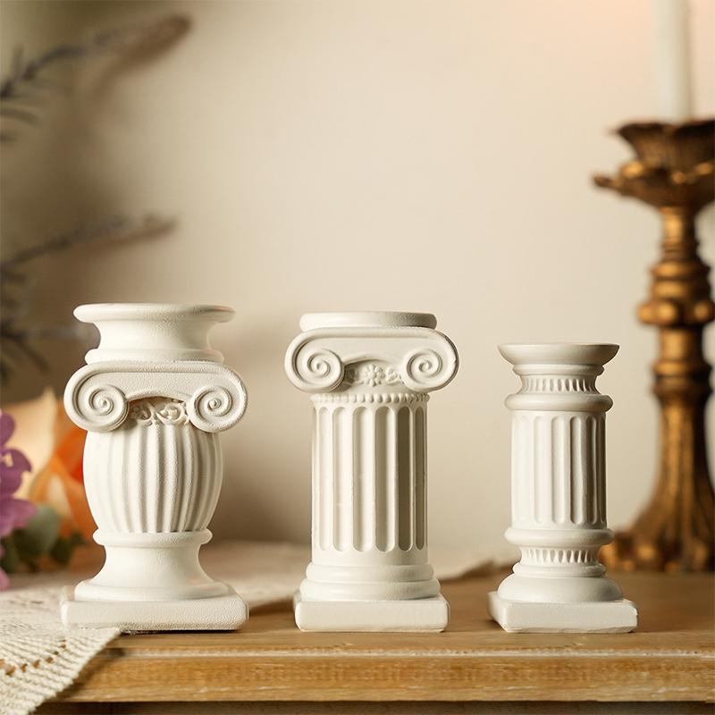 Roman Pillar Greek Column Statue Candle Holder Resin Figurine Home Desktop Decor Ornament Pography Prop Architectural Detail
