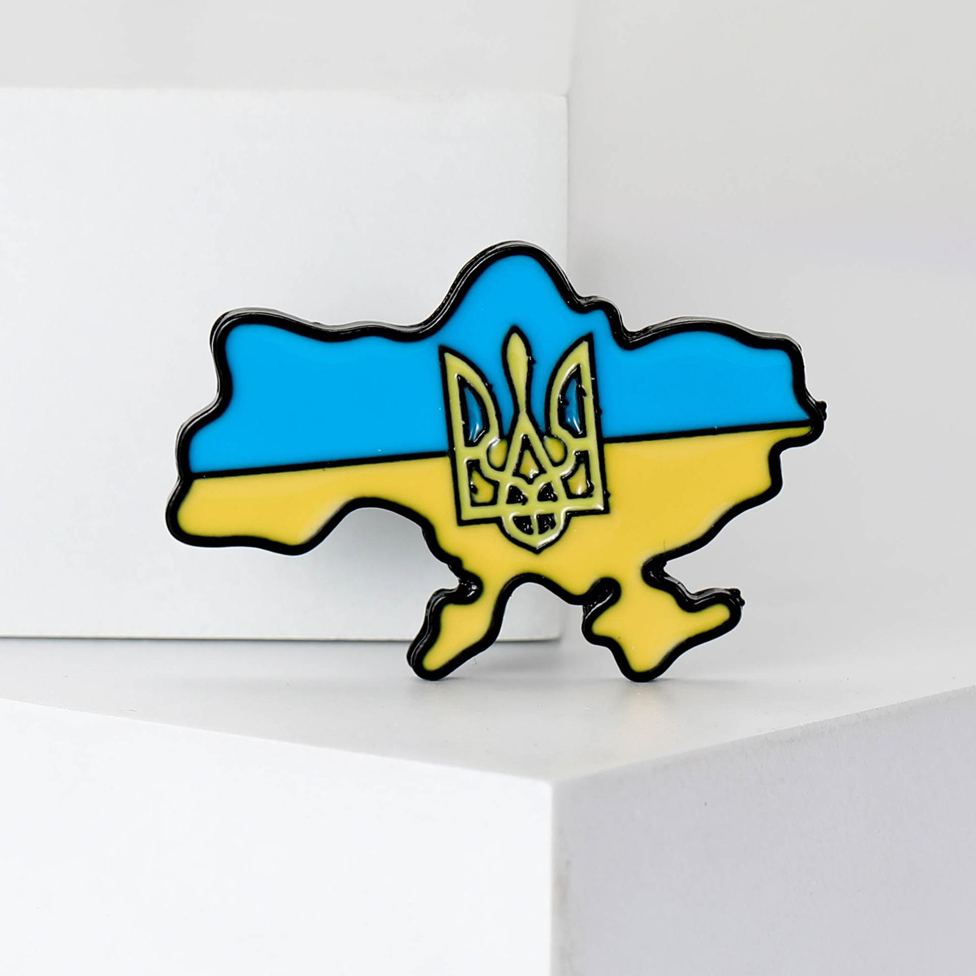 

Fashion Ukraine Map Brooch Патріотична колекція Емаль Drip Pin Орнамент Значок