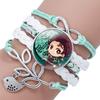 Stilvolles Lederarmband mit Nezuko Kamado-Motiv aus Demon Slayer und niedlichen Cartoon-Anhängern.