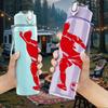 1PC Dynamic Soccer Player Silhouette 750ml Color Plastic Water Bottle Leakproof Flip Straw Lid For Sports Office Home Use