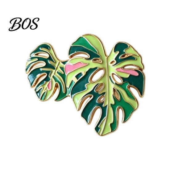 Enamel Leaf Brooch Alloy Brooch, Design Lapel Pin, Plant Lover Badge with Smooth Lines Edge Bright Color, Fresh Style for Shirts Suits Sweaters Canvas C