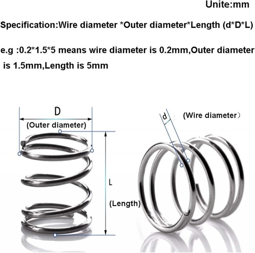 10PCS 0.8mm Compression Spring 304 Stainlesss Steel Compression Small Spring All Sizes 10-50MM Length