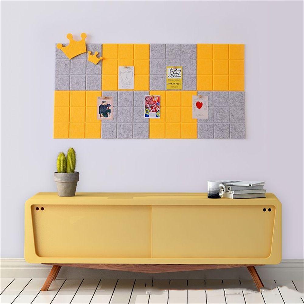 Polyester Fiber Grid Felt Wall Panel 30x30cm Sound-absorbing Board Cork Bulletin  Room Decor