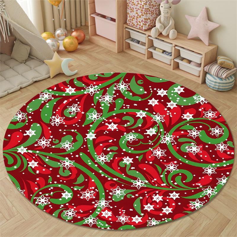 Nordic Round Rainbow Multicolor Rug Pad, Non-Slip Floor Mat for Dining Room