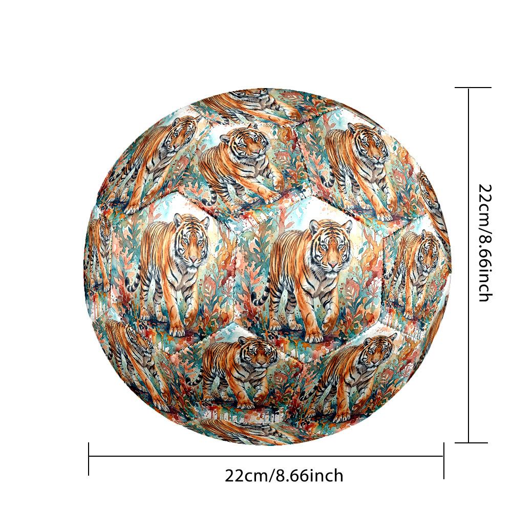 1pc Tiger Watercolor Art Theme Soccer Ball Football, Size 5, Lightweight PVC, Outdoor Training Soccer Ball,Sports Gift T61421