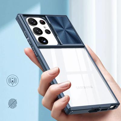 Schiebe Kameraobjektivschutz Transparente Hülle für Samsung Galaxy S25 S24 S23 S22 Ultra Plus S24FE S23FE A55 A15 Stoßfeste Hülle