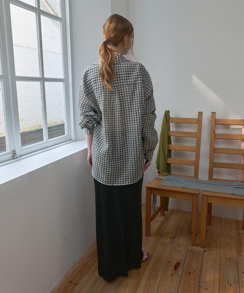 PISCESS Side Button Check Shirt_Ivory