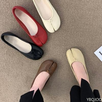 Women Split Hoof Toe Loafers Cozy Leather Flats Femme Mary Jeans Mocasines Ladies Ballerina Shoe Versatile Elegant Flat Mujer