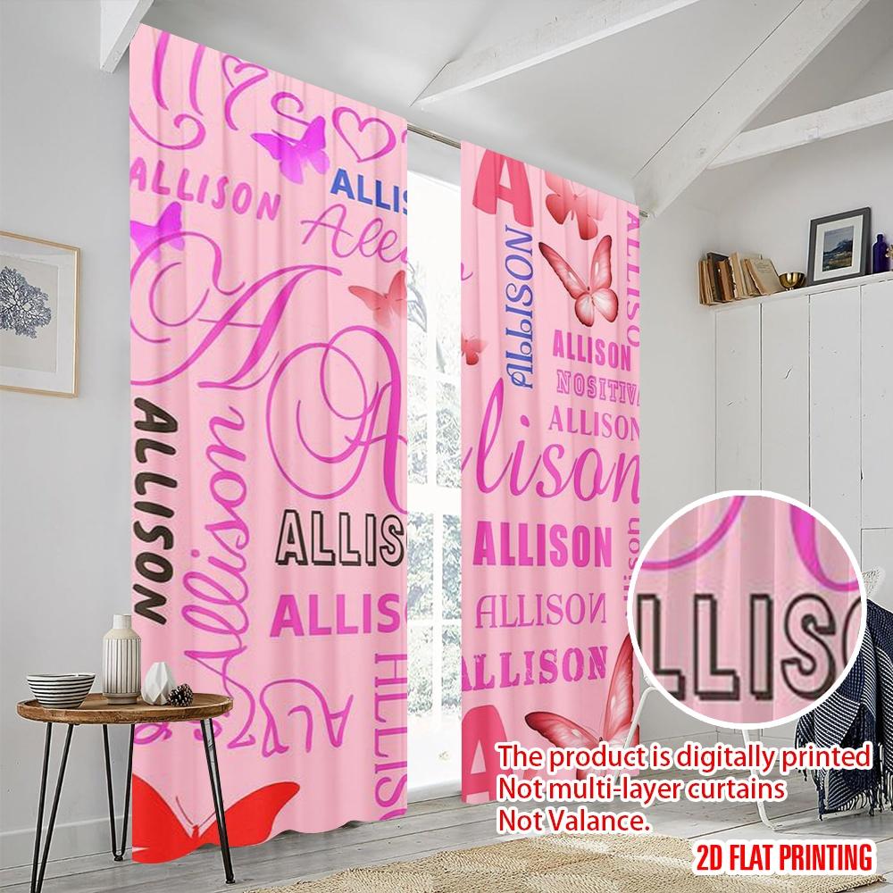 2pcs,2D Plane Printing Pattern Curtains Allison Flutter 100% Polyester (without Rod) All Seasons Perfect for Bedroom Living Room