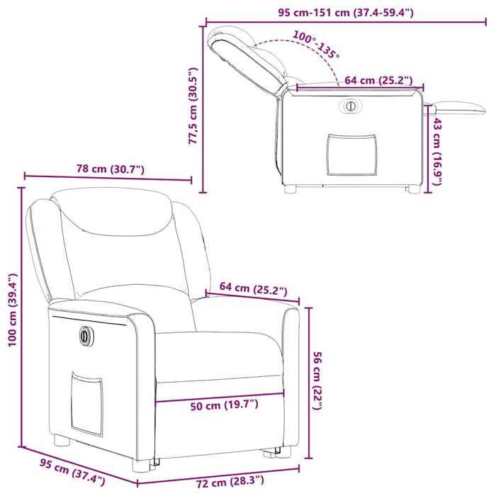 VidaXL Fauteuil inclinable électrique noir tissu 3303216