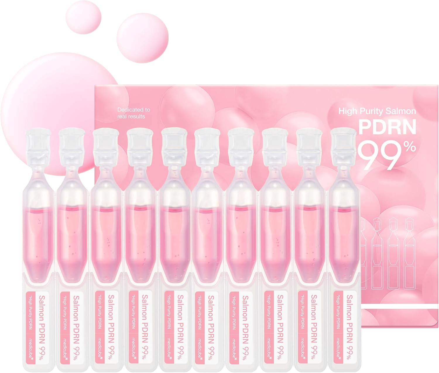 Medicube Pdrn Розовая ампула 10x000ppm Сыворотка Инъекция лосося Гипоаллергенная Акупунктура Корейская косметика Medicube Розовая пептидная сыворотка PDRN One Day