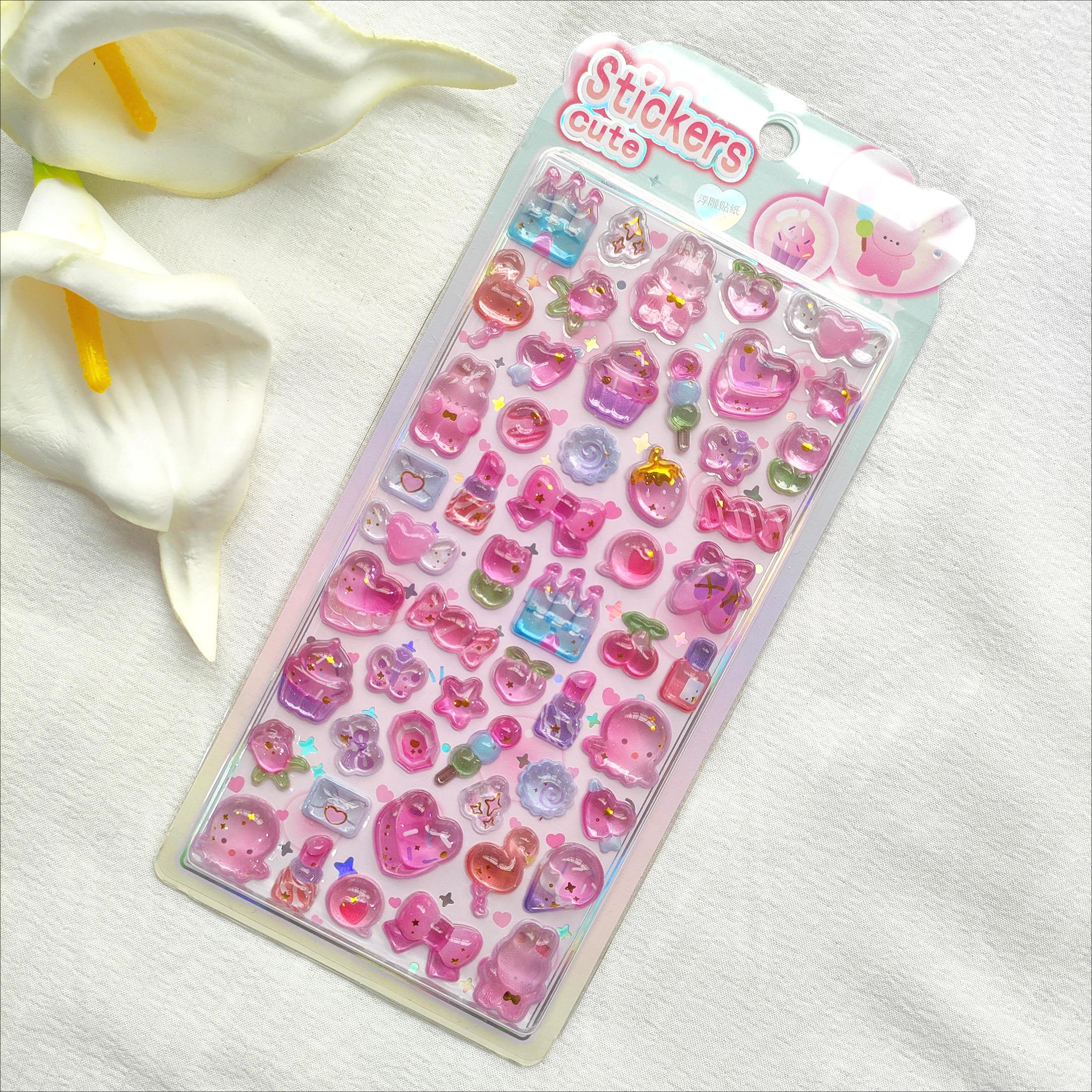 

Adorable Cartoon Dreamy Rabbit Crystal Embossed 3D Foam Stickers designed for Children DIY Journal Decor School Reward Present Prize Supplies розовый