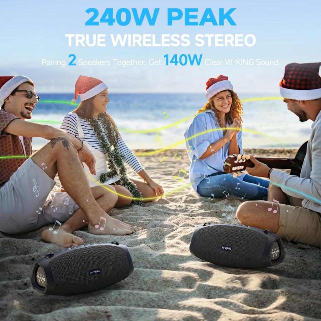 120W MAX 70W RMS Bluetooth Speaker with Deep IPX6 Waterproof and Dustproof Wireless Loud Portable Wireless Outdoor 42 Hours of Continuous Call Support