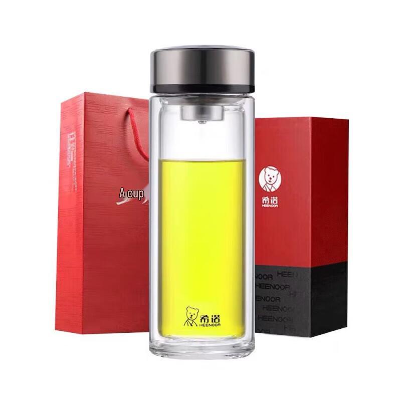 HEENOOR Double-Layer Glass Tea Infuser Bottle 340ml