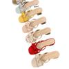 Korean version crystal thick heel bow retro yellow open-toed thin cool slippers fashion women's summer new one-word drag