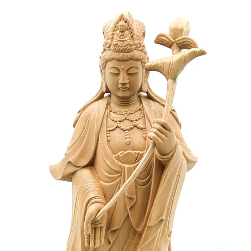 HU Trading Buddhist Statue, Standing Kannon Bodhisattva and Seishi Bodhisattva (Total Height: 23cm, Width: 12.5cm, Depth: 11.5cm), Amida Triad Ornamen