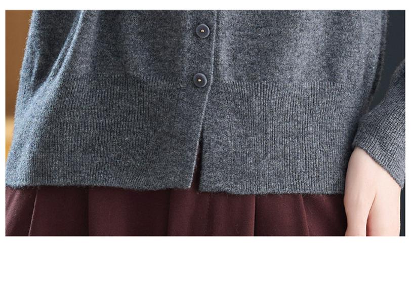 Women's Solid Color Wool Jacquard Long Sleeve Cardigan Sweater