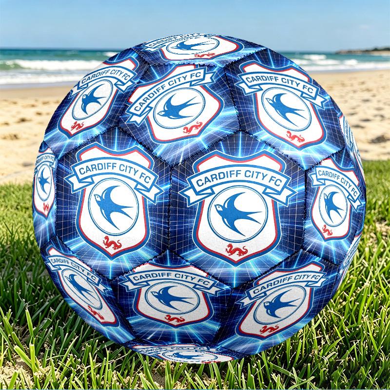 Cardiff City FC Print Size 5 Soccer Ball, PU Wear Resistant Football for Match Training and Daily Practice, Birthday Gift for Soccer Fans