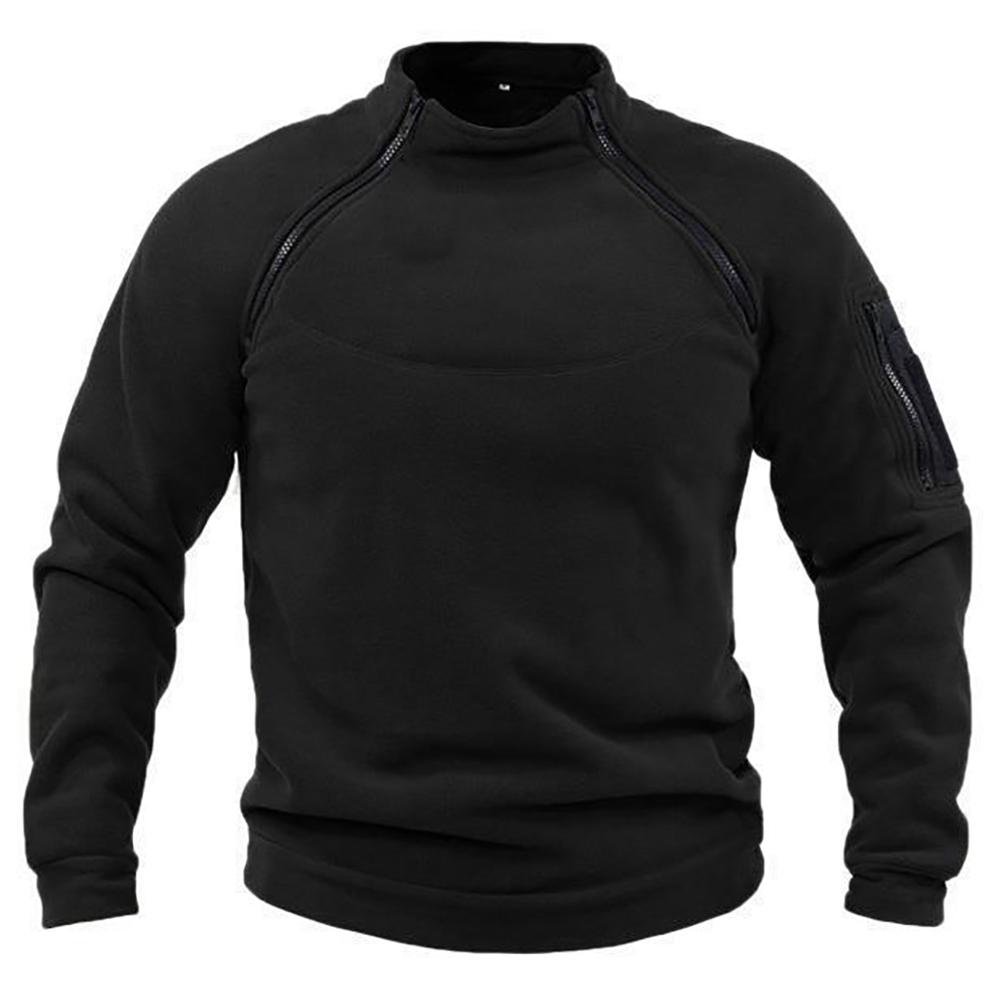 Mens Hoodies Polar Fleece Jackets Outdoor Windproof Warm Side Zippers Pullover Coat Thermal Hiking Sweater Top