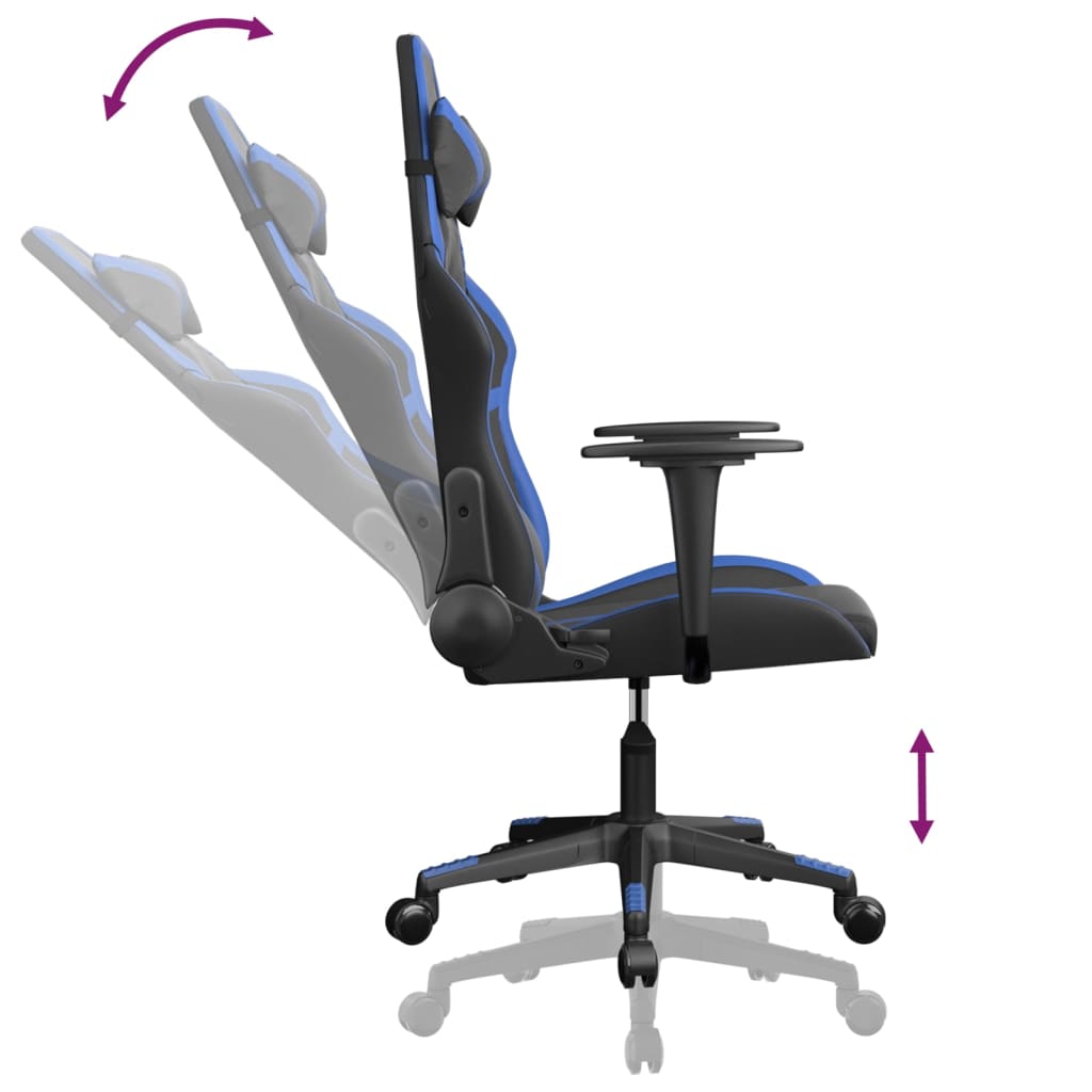 Vidaxl Gaming Chair, Black-Blue, Faux Leather