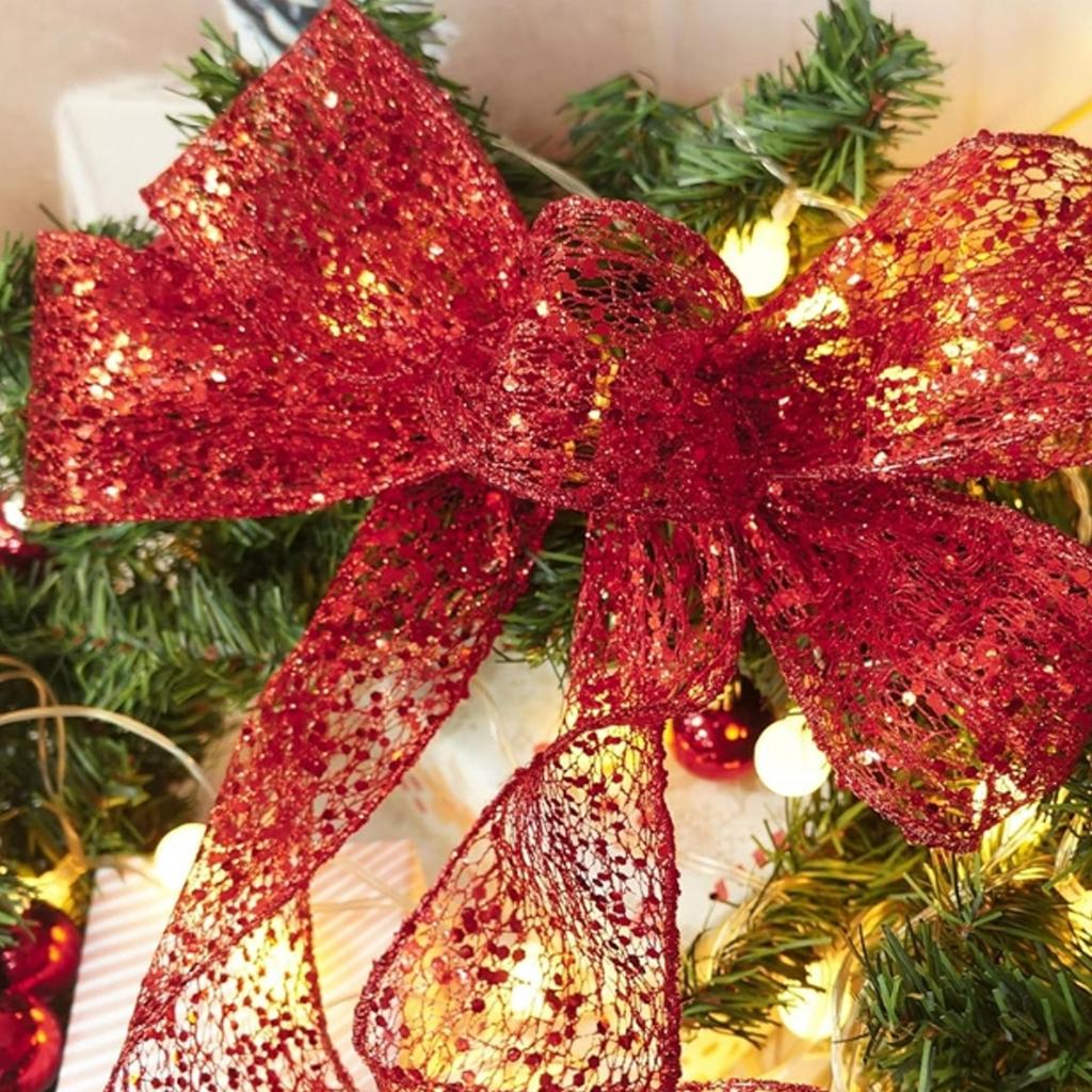Christmas Ribbon Bronzing Ribbon Gift Packaging Tape Hollow Out Shiny Gold Silver Red Ribbons Wedding Xmas Tree Home Party Decor