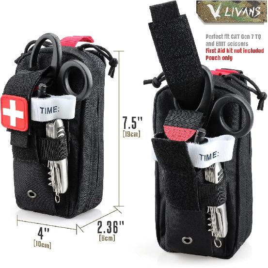 Tactical Molle Medical IFAK Pouch, Tactical EMT First Aid Pouch IFAK Trauma Kit Everyday Carry Survival Bag Include Cross Patch