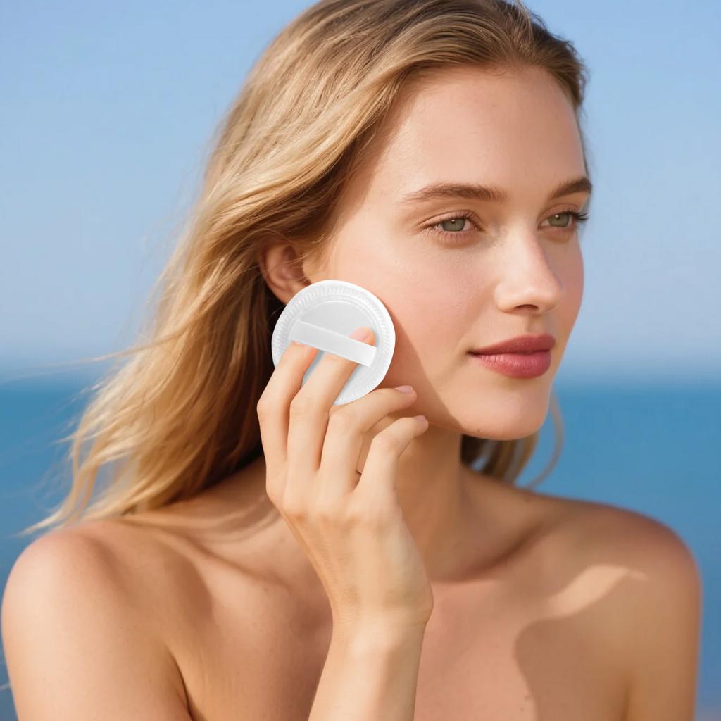 10pcs Powder Puff Cotton Cosmetic Face Makeup Powder Puffs Pads With Ribbon For Loose And Foundation 2.36 Inch
