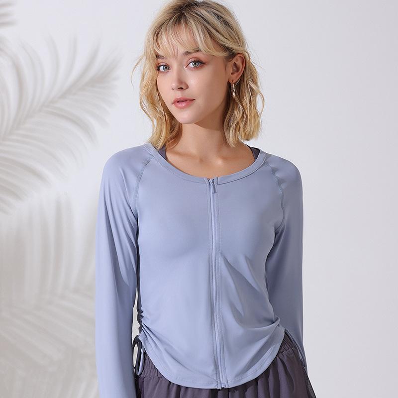 

Женская быстросохнущая приталенная фитнес-куртка на шнурке для танцев, йоги и бега S