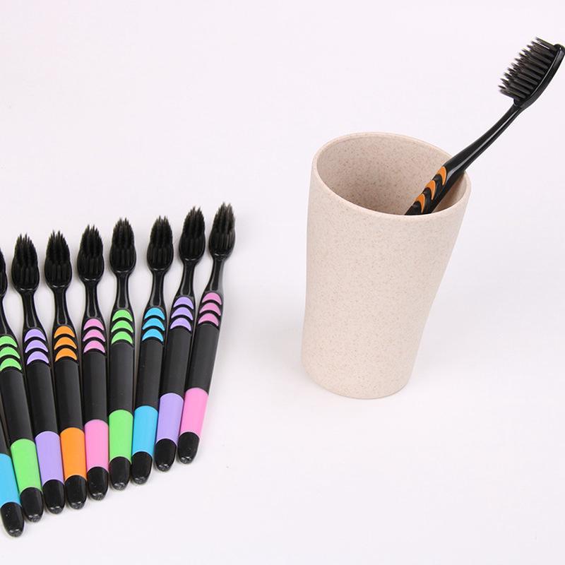 10PCS/Pack Soft Bamboo Charcoal Nano Toothbrush Black Tooth Brush Dental Personal Teeth Care