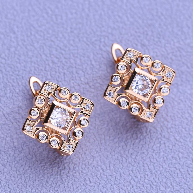 MINTHA Clip Earrings Trendy Rose Gold Color Wedding Daily Fashion Jewelry Cubic Zirconia Earrings For Women Bridal Earrings