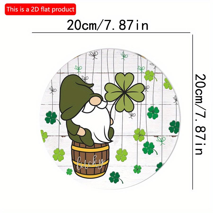 

2D плоский 20*20см1шт Ст. День Святого Патрика Старый эльф-гном в зеленом и с узорами из четырехлистного клевера Счастливое деревянное подвесное украшение, Винтажная приветственная табличка для входной двери 20*20cm