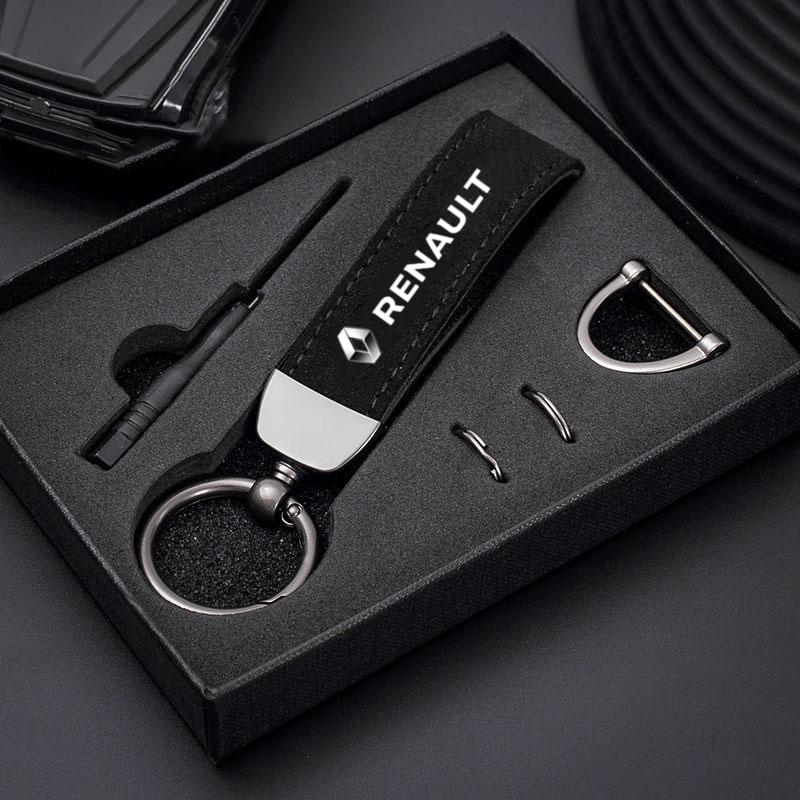 Hub Caps Fashion Suede KeyChain Horseshoe Buckle Key Ring Car Key Rings For Renault Megane 2 3 Clio Scenic Duster Kaptur Captur