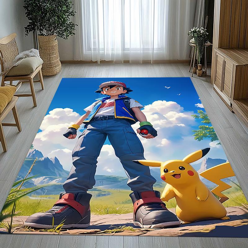 6 Style Pikachu Pokemon Living Room Non-Slip Area Rug Soft Carpet for Bedroom Kids Playroom Sofa,Home Decor Doormat Gift