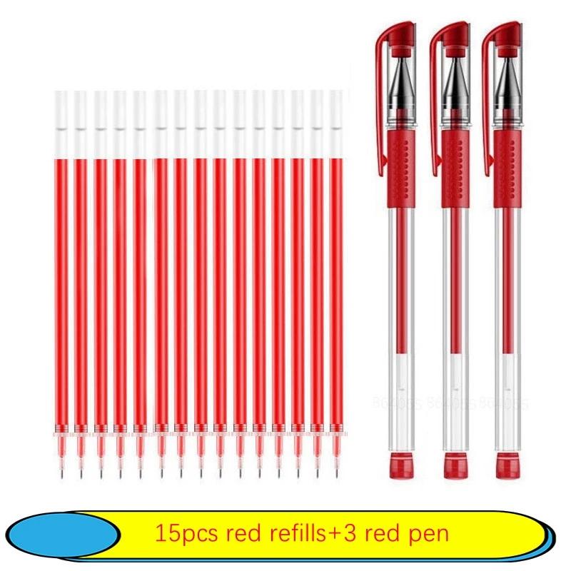 6-25Pc 05mm Gel Pen Kit Neutral Pen Black/Blue/Red Color Replacable Refill Smooth Writing School Stationery Supplies