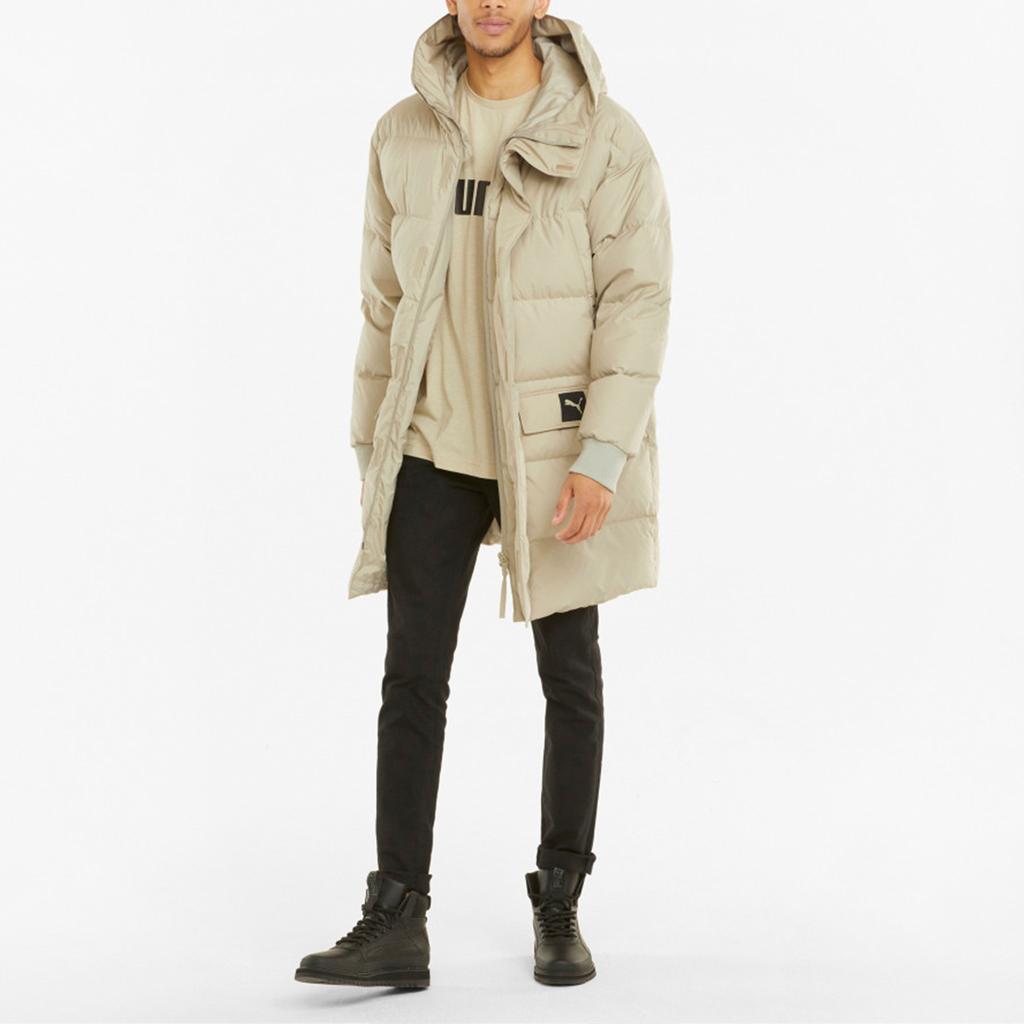 Puma Protective Down Jacket With Logo Pocket And Hood Men Outerwear Khaki 847665-42