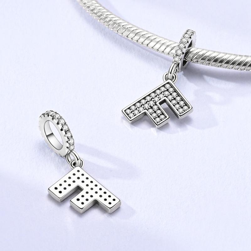 Copper Plated 26 Letters Alphabet Beads Pendant Fit Original Bangle Bracelets Charms Diy Jewelry Woman Gift