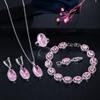 Jewelry Pink Necklace Earrings Ring Bracelet Four-Piece Set, Jewelry Set