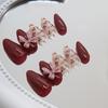 Nail Patch Solid Color False Nail Removable Nail Lychee Wear Nail Bow Nail Patch Drill 30 Pieces